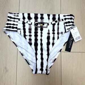 NEW La Blanca Swim Bottom Size 8 Brown White Tie Dye Belted Bikini Bottom NWT